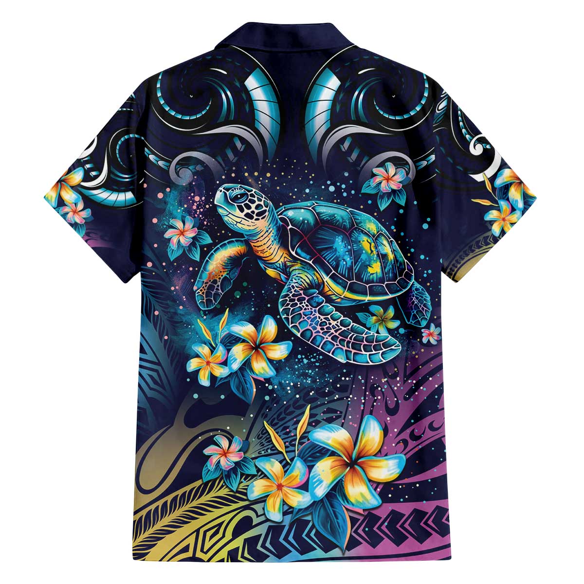 Plumeria Turtles Traditional Tribal Family Matching Off The Shoulder Long Sleeve Dress and Hawaiian Shirt LT9 - Polynesian Pride