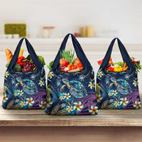 Plumeria Turtles Traditional Tribal Grocery Bag LT9 3-pack One Size Black - Polynesian Pride
