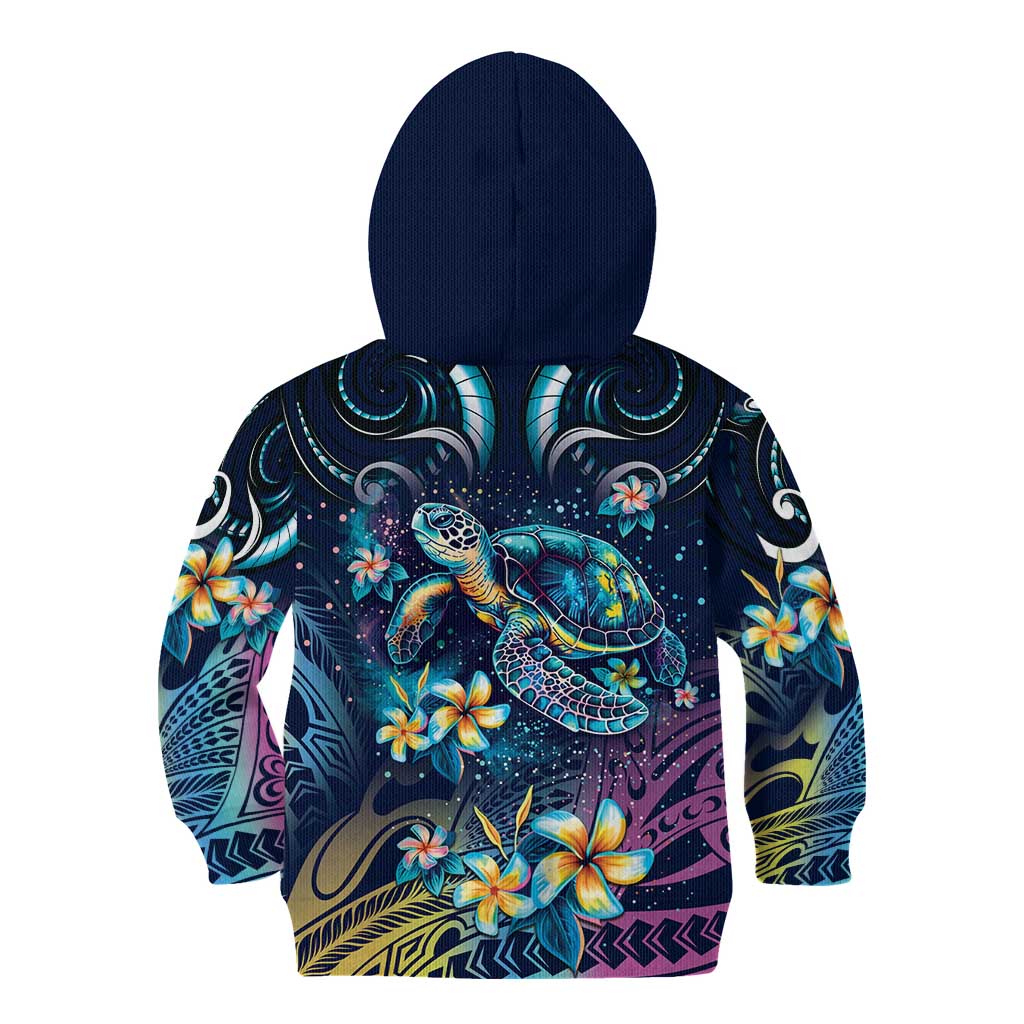 Plumeria Turtles Traditional Tribal Kid Hoodie