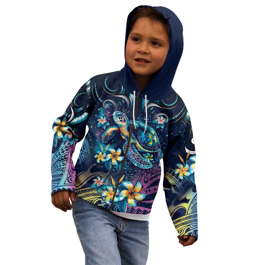Plumeria Turtles Traditional Tribal Kid Hoodie