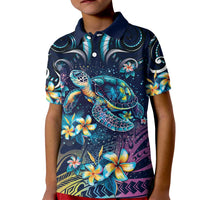 Plumeria Turtles Traditional Tribal Kid Polo Shirt