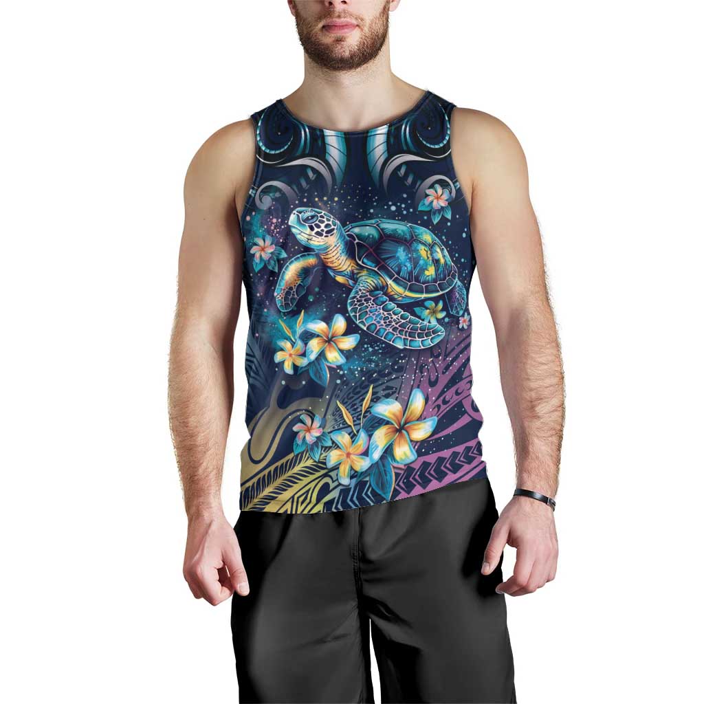Plumeria Turtles Traditional Tribal Men Tank Top
