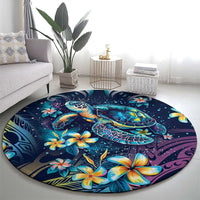 Plumeria Turtles Traditional Tribal Round Carpet LT9 - Polynesian Pride
