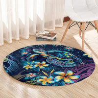Plumeria Turtles Traditional Tribal Round Carpet LT9 - Polynesian Pride