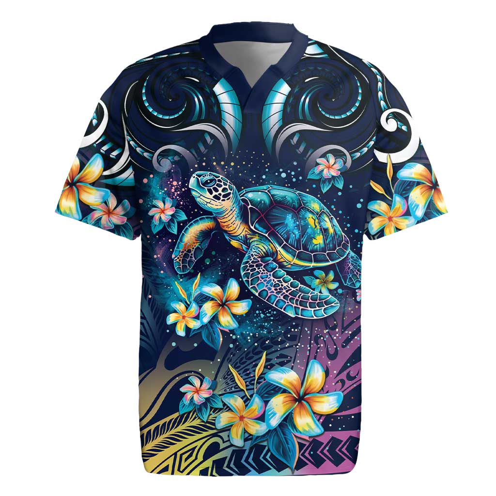 Plumeria Turtles Traditional Tribal Rugby Jersey