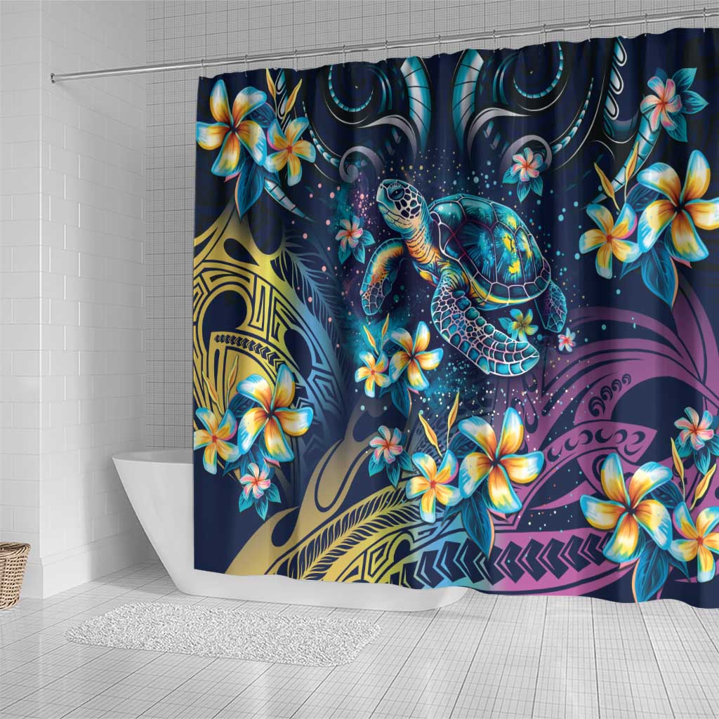 Plumeria Turtles Traditional Tribal Shower Curtain LT9 - Polynesian Pride