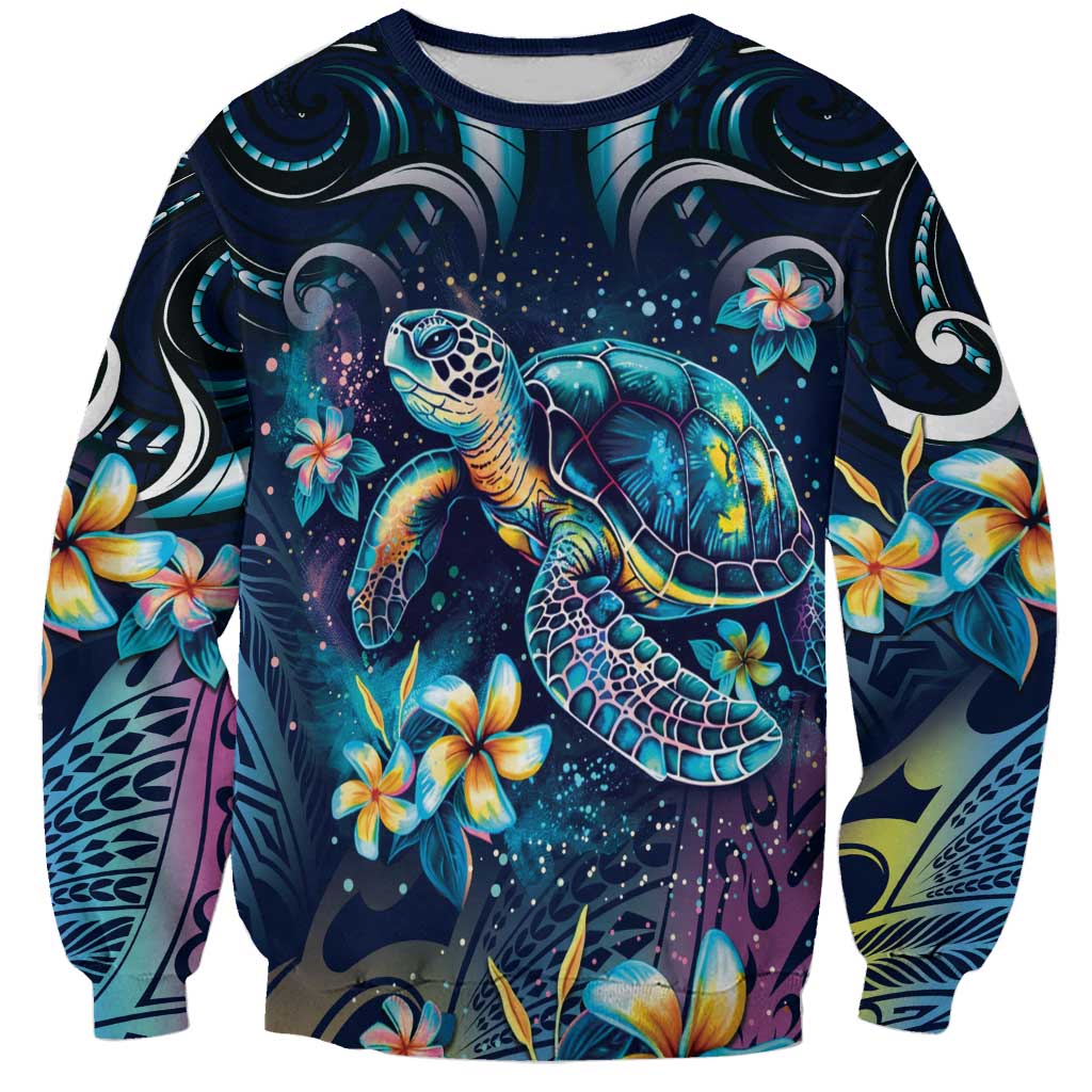 Plumeria Turtles Traditional Tribal Sweatshirt