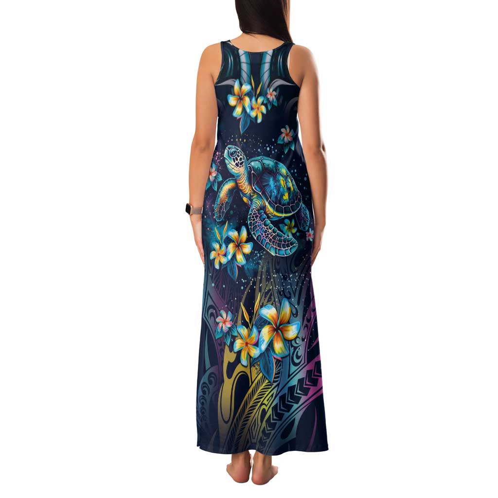 Plumeria Turtles Traditional Tribal Tank Maxi Dress