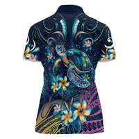 Plumeria Turtles Traditional Tribal Women Polo Shirt