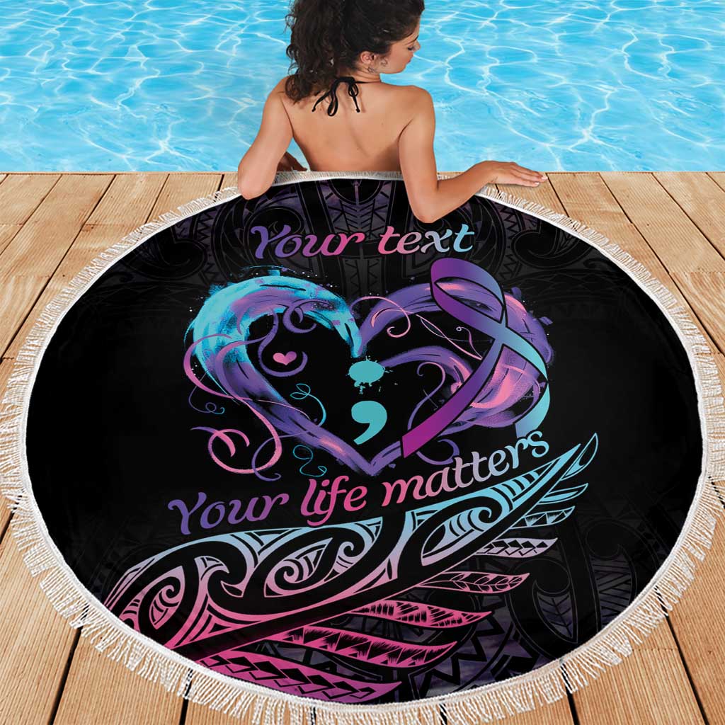 Personalised Your Life Matters Beach Blanket Suicide Prevention Awareness Semicolon Heart