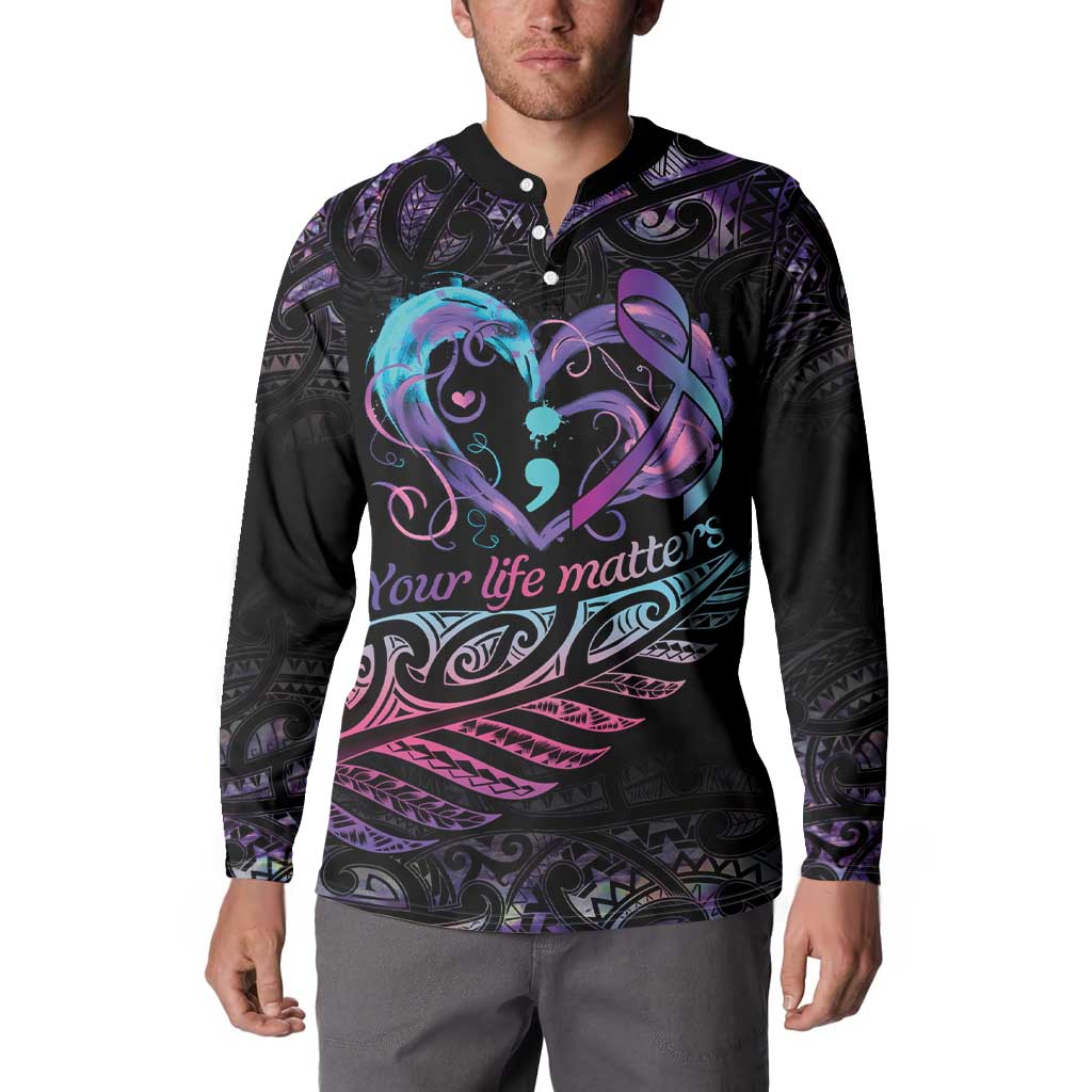 Personalised Your Life Matters Button Sweatshirt Suicide Prevention Awareness Semicolon Heart