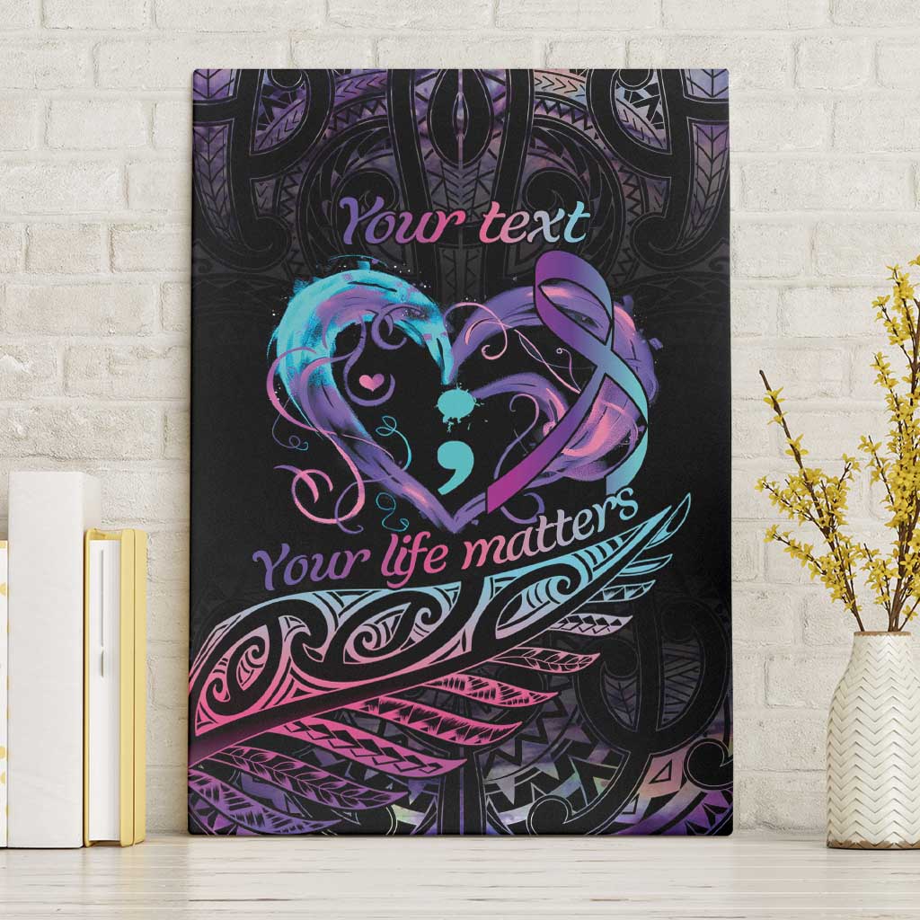 Personalised Your Life Matters Canvas Wall Art Suicide Prevention Awareness Semicolon Heart LT9 Without Frame Black - Polynesian Pride
