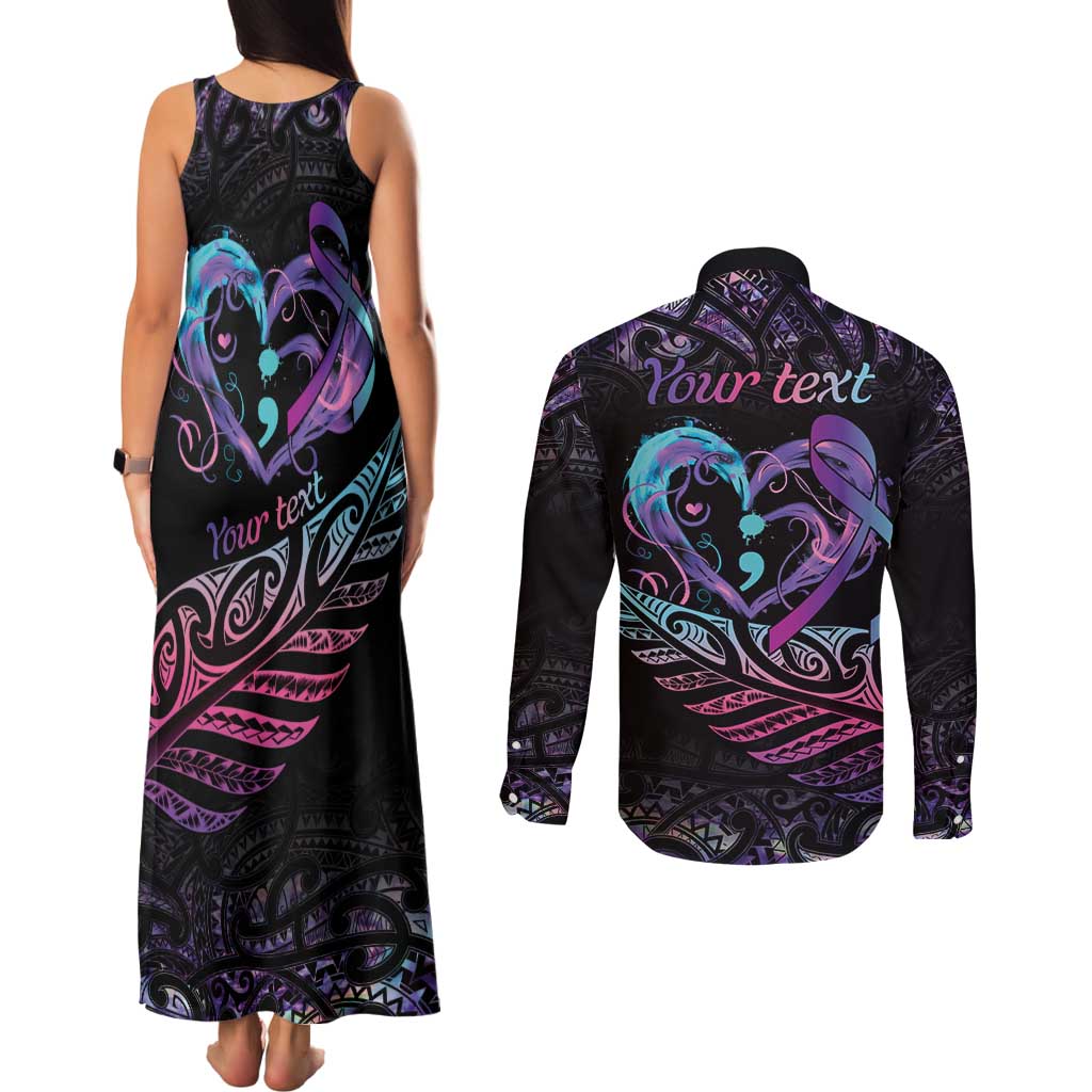 Personalised Your Life Matters Couples Matching Tank Maxi Dress and Long Sleeve Button Shirt Suicide Prevention Awareness Semicolon Heart