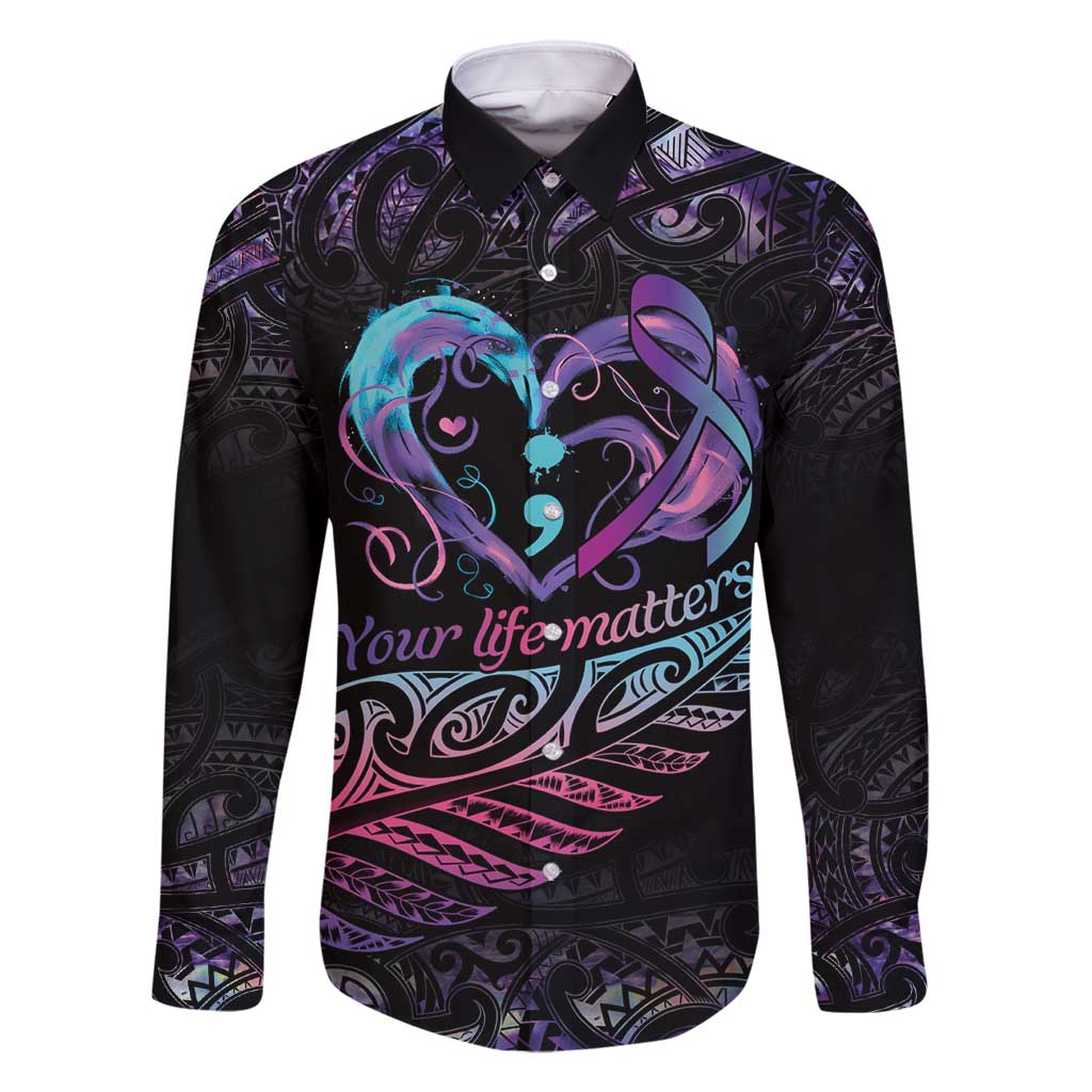 Personalised Your Life Matters Family Matching Mermaid Dress and Hawaiian Shirt Suicide Prevention Awareness Semicolon Heart