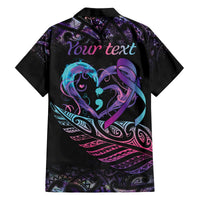 Personalised Your Life Matters Family Matching Off The Shoulder Long Sleeve Dress and Hawaiian Shirt Suicide Prevention Awareness Semicolon Heart LT9 - Polynesian Pride