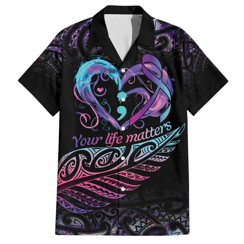 Personalised Your Life Matters Family Matching Summer Maxi Dress and Hawaiian Shirt Suicide Prevention Awareness Semicolon Heart