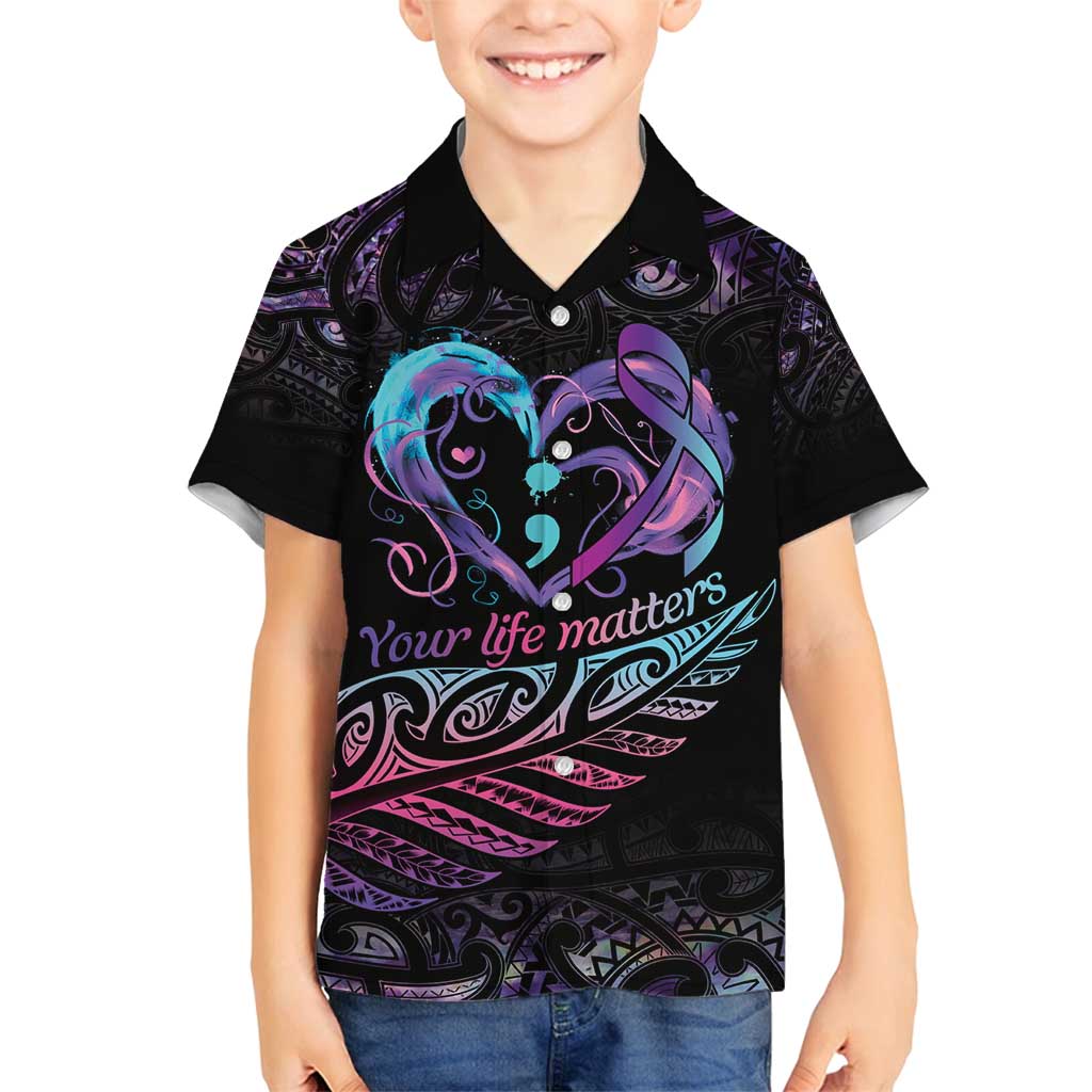 Personalised Your Life Matters Family Matching Summer Maxi Dress and Hawaiian Shirt Suicide Prevention Awareness Semicolon Heart