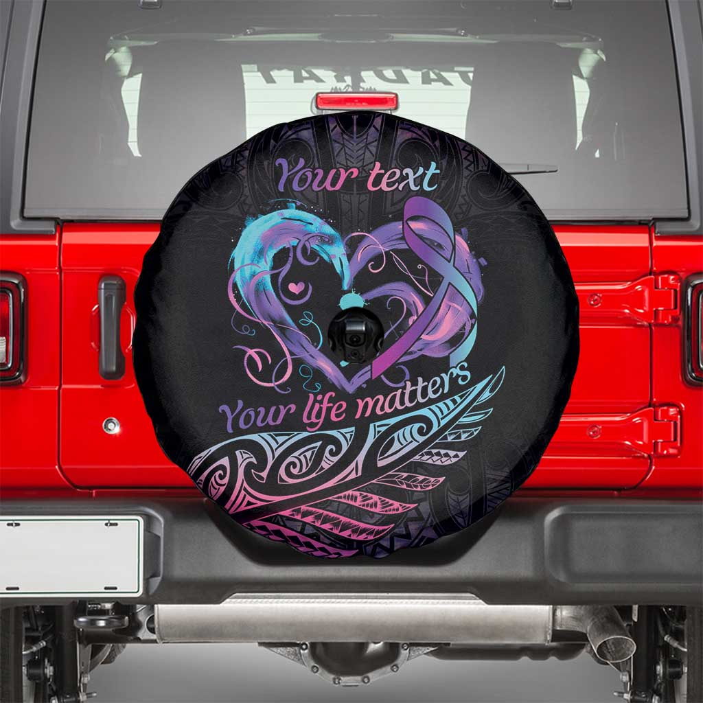 Personalised Your Life Matters Spare Tire Cover Suicide Prevention Awareness Semicolon Heart