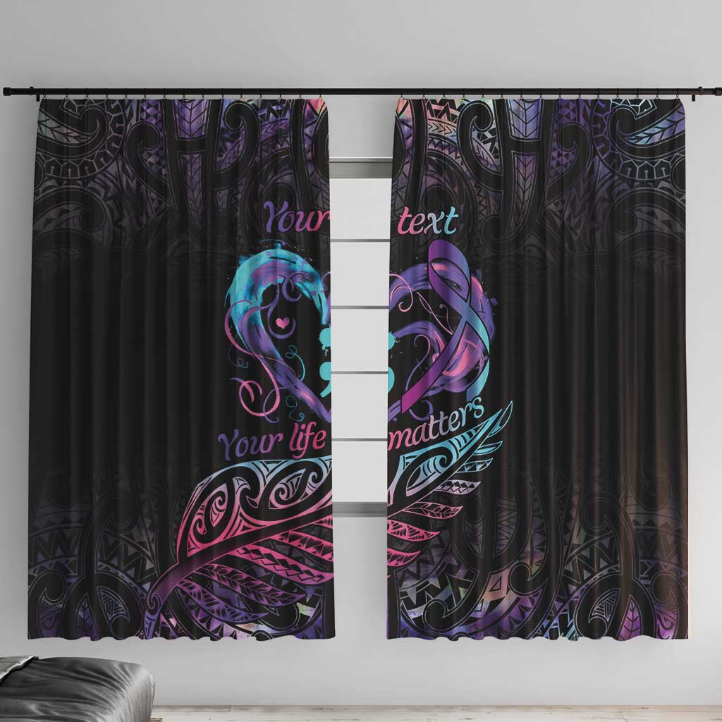 Personalised Your Life Matters Window Curtain Suicide Prevention Awareness Semicolon Heart LT9 With Hooks Black - Polynesian Pride