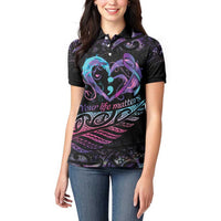 Personalised Your Life Matters Women Polo Shirt Suicide Prevention Awareness Semicolon Heart LT9 - Polynesian Pride