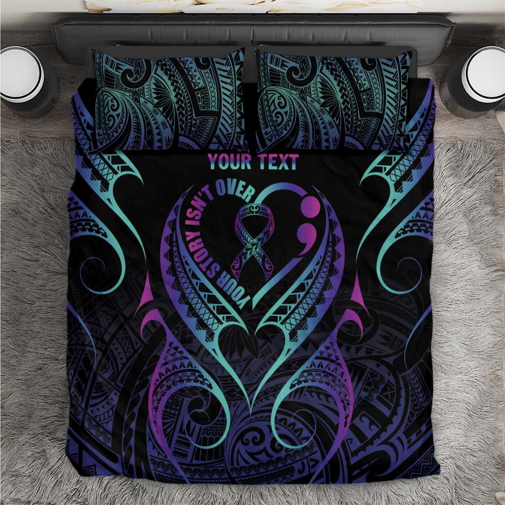 Personalised Your Story Isn't Over Bedding Set Suicide Prevention Awareness Semicolon Heart LT9 Black - Polynesian Pride