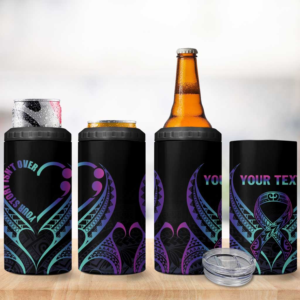 Personalised Your Story Isn't Over 4 in 1 Can Cooler Tumbler Suicide Prevention Awareness Semicolon Heart