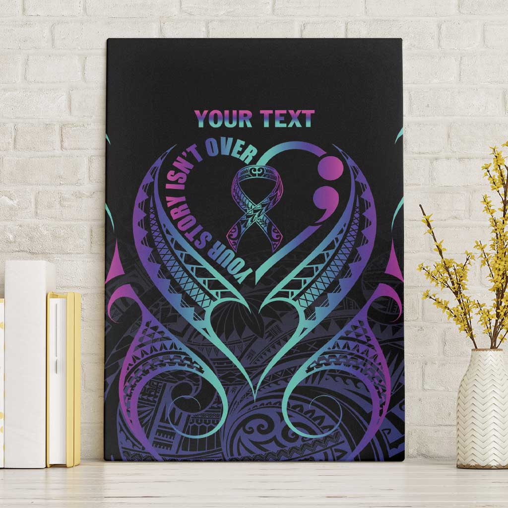 Personalised Your Story Isn't Over Canvas Wall Art Suicide Prevention Awareness Semicolon Heart LT9 Without Frame Black - Polynesian Pride