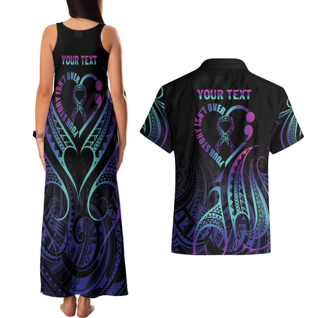 Personalised Your Story Isn't Over Couples Matching Tank Maxi Dress and Hawaiian Shirt Suicide Prevention Awareness Semicolon Heart