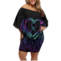 Personalised Your Story Isn't Over Family Matching Off Shoulder Short Dress and Hawaiian Shirt Suicide Prevention Awareness Semicolon Heart