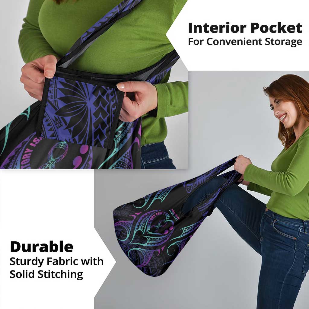 Personalised Your Story Isn't Over Grocery Bag Suicide Prevention Awareness Semicolon Heart