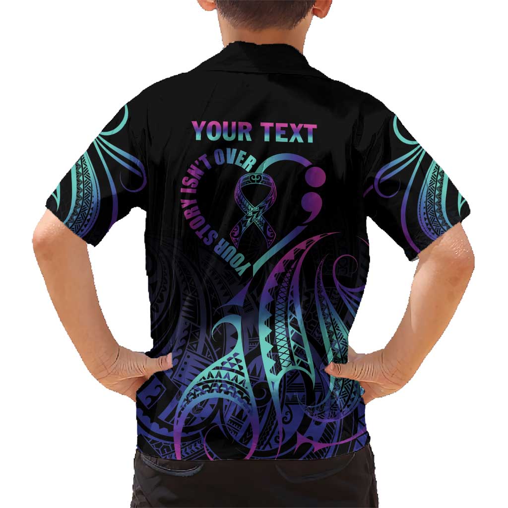 Personalised Your Story Isn't Over Kid Hawaiian Shirt Suicide Prevention Awareness Semicolon Heart