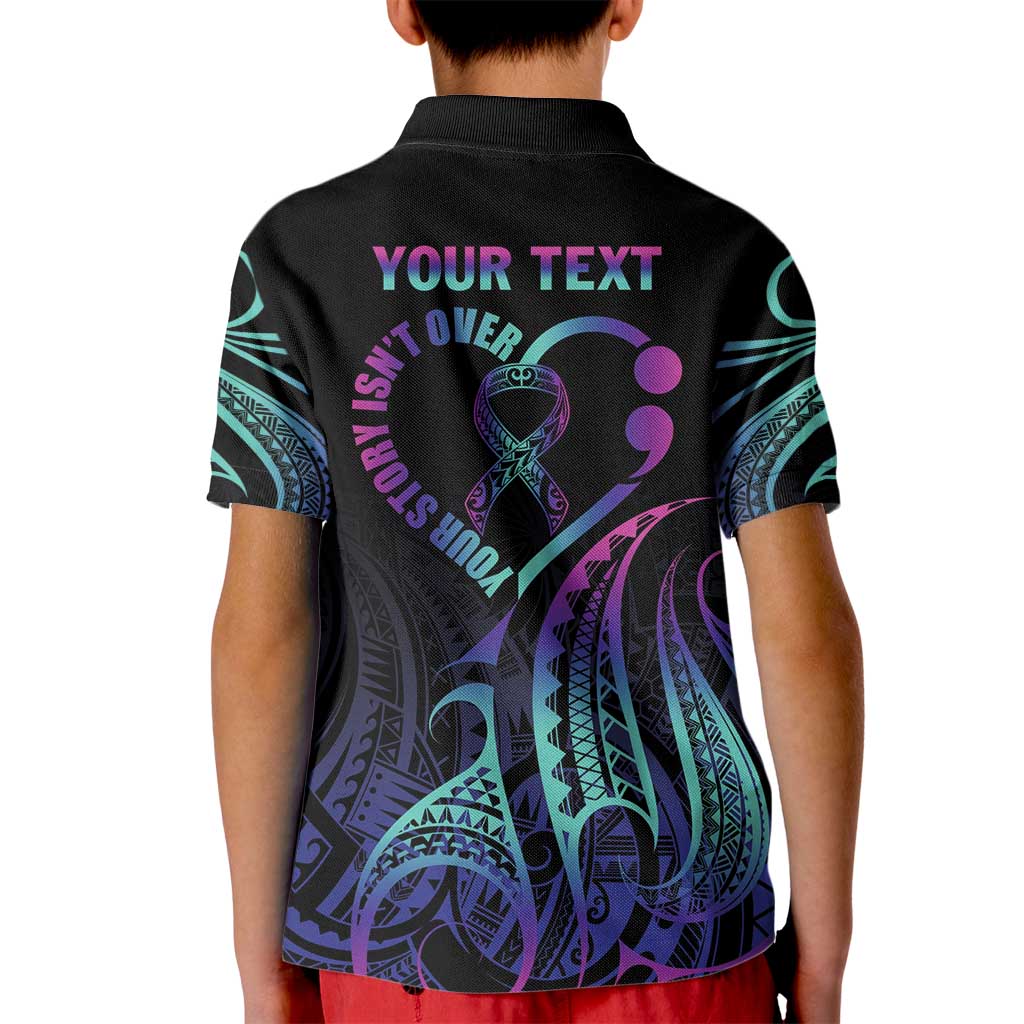 Personalised Your Story Isn't Over Kid Polo Shirt Suicide Prevention Awareness Semicolon Heart