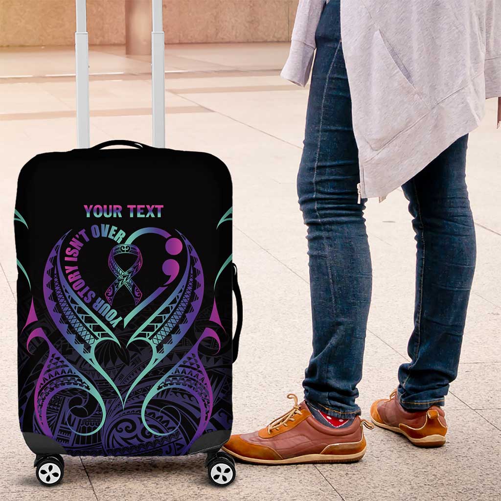 Personalised Your Story Isn't Over Luggage Cover Suicide Prevention Awareness Semicolon Heart LT9 Black - Polynesian Pride