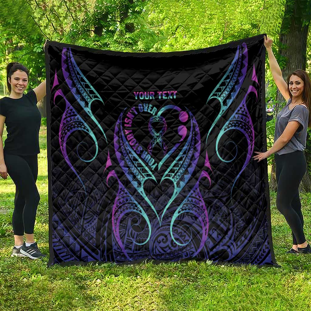 Personalised Your Story Isn't Over Quilt Suicide Prevention Awareness Semicolon Heart