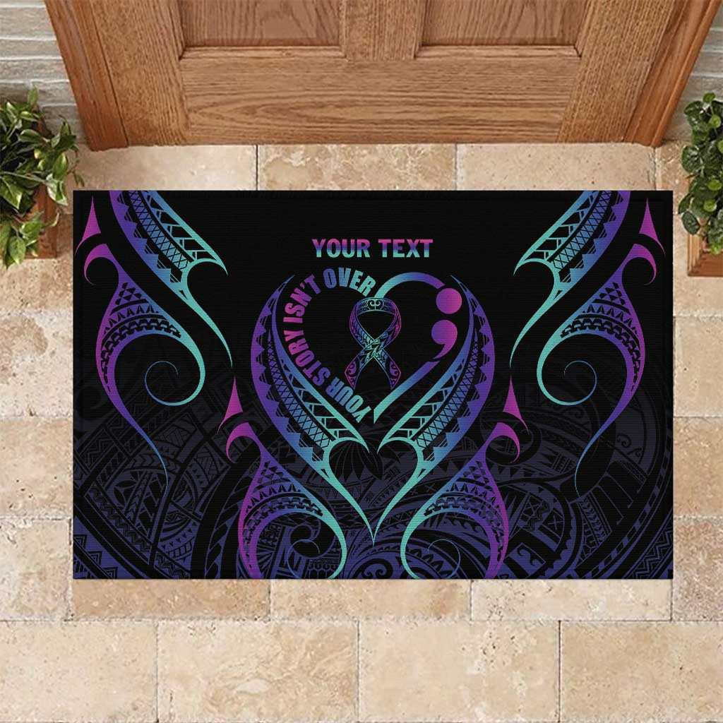 Personalised Your Story Isn't Over Rubber Doormat Suicide Prevention Awareness Semicolon Heart LT9 Black - Polynesian Pride