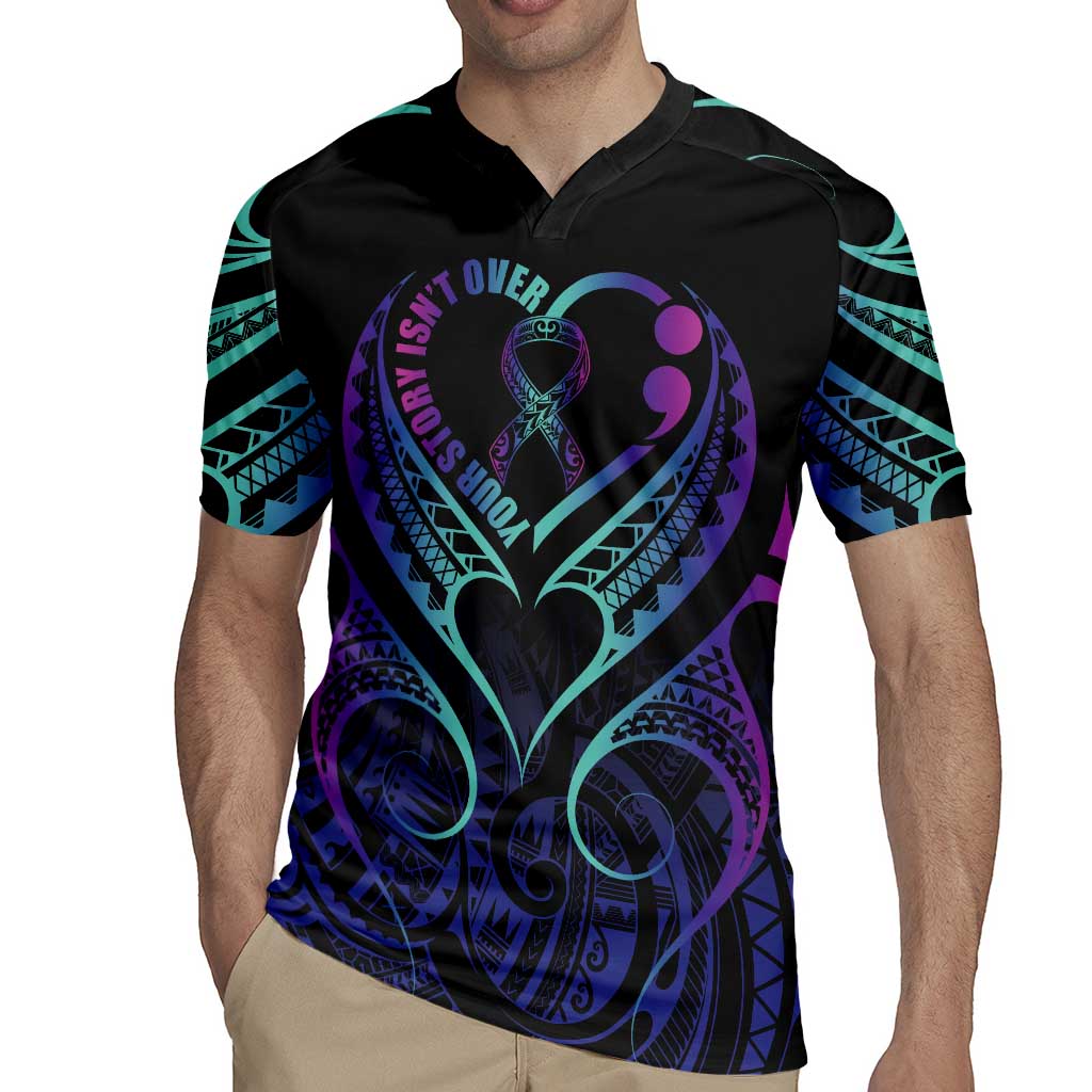 Personalised Your Story Isn't Over Rugby Jersey Suicide Prevention Awareness Semicolon Heart