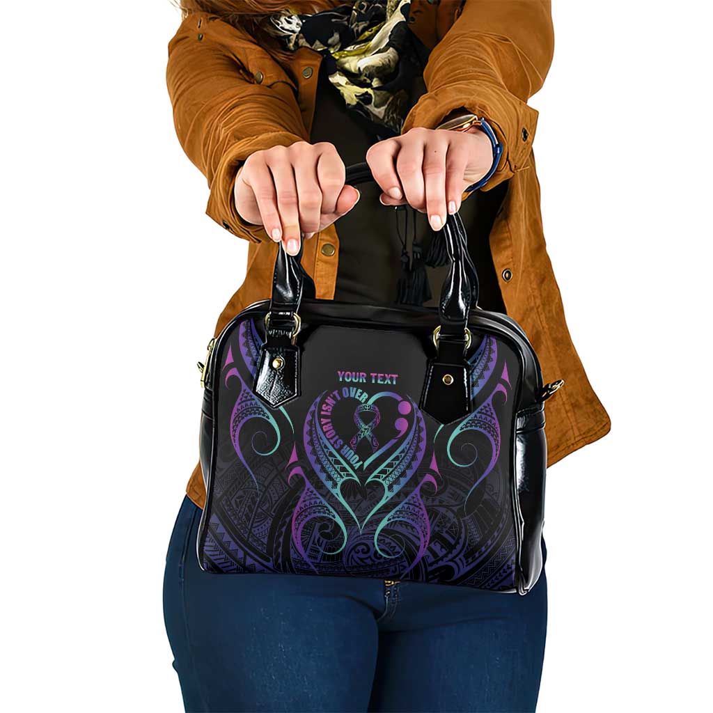 Personalised Your Story Isn't Over Shoulder Handbag Suicide Prevention Awareness Semicolon Heart LT9 One Size Black - Polynesian Pride