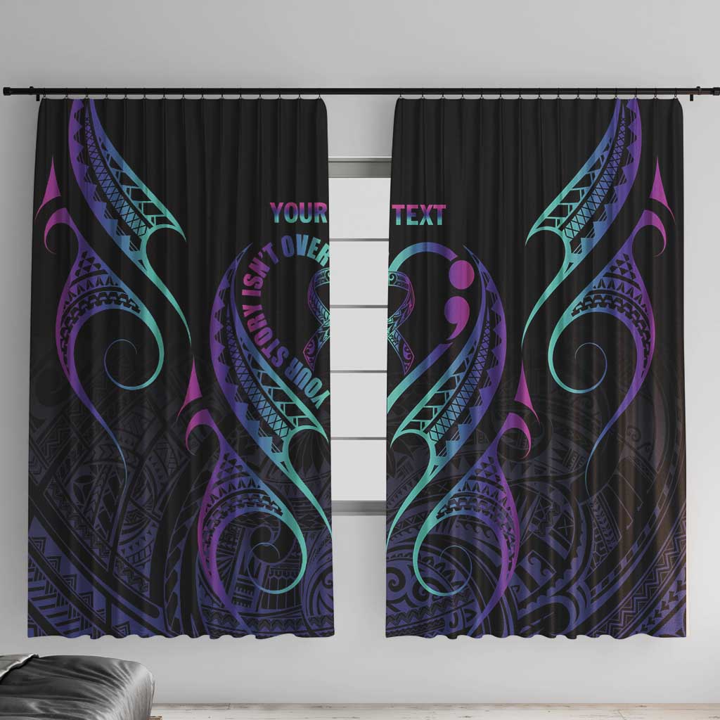 Personalised Your Story Isn't Over Window Curtain Suicide Prevention Awareness Semicolon Heart LT9 With Hooks Black - Polynesian Pride