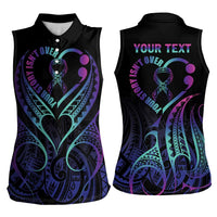 Personalised Your Story Isn't Over Women Sleeveless Polo Shirt Suicide Prevention Awareness Semicolon Heart