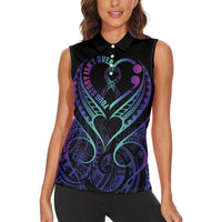 Personalised Your Story Isn't Over Women Sleeveless Polo Shirt Suicide Prevention Awareness Semicolon Heart