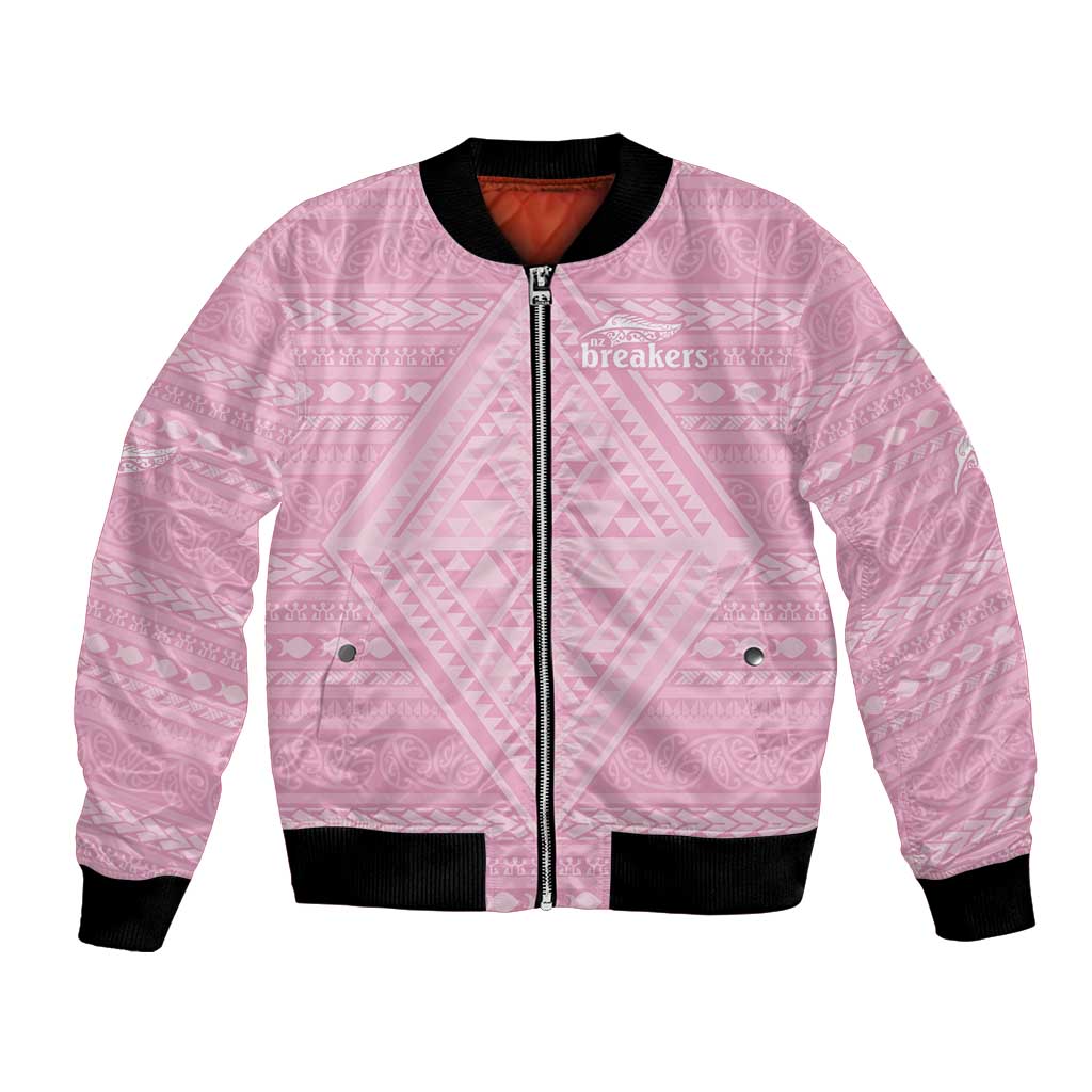 Custom New Zealand Basketball Indigenous Bomber Jacket LT9 Unisex Pink - Polynesian Pride