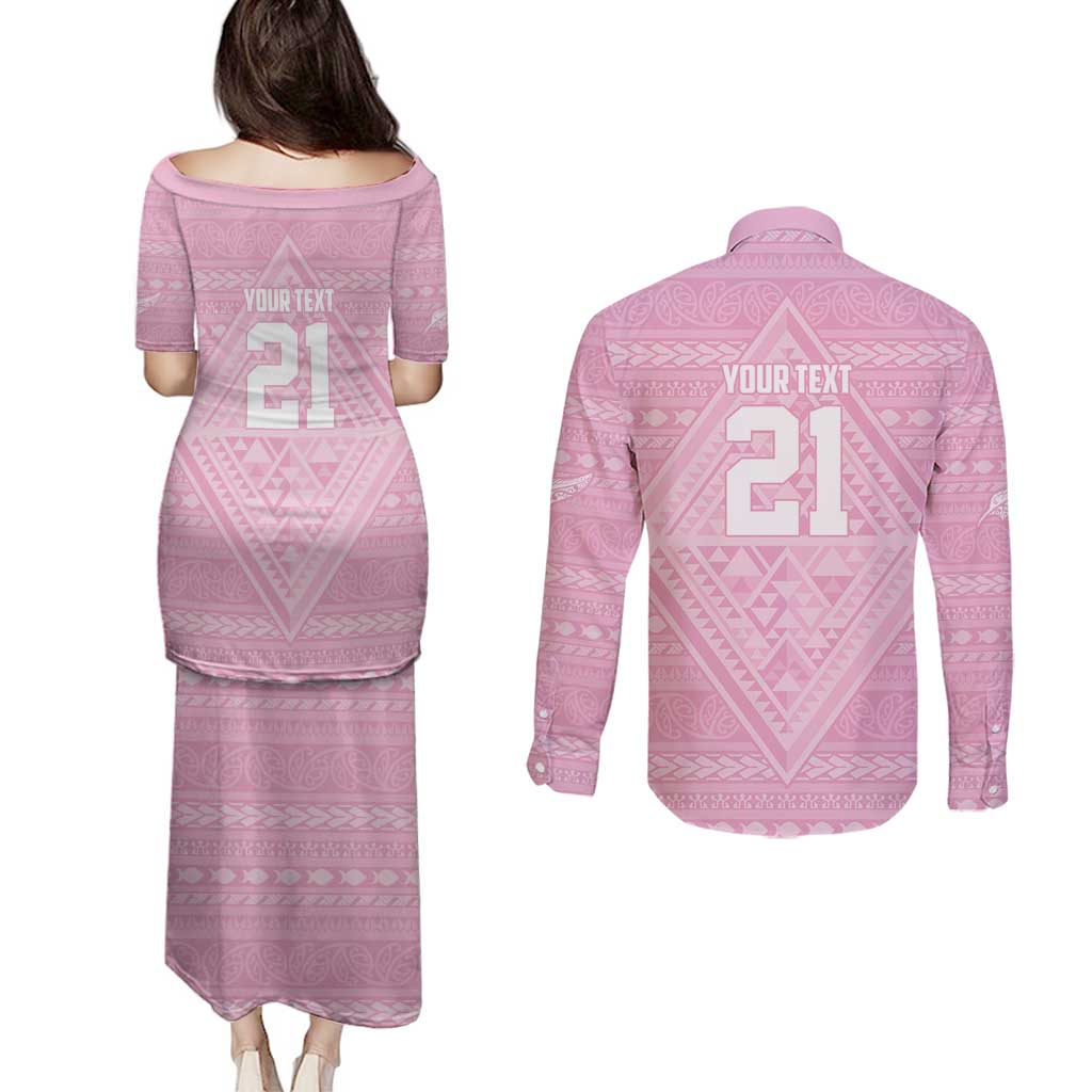 Custom New Zealand Basketball Indigenous Couples Matching Puletasi and Long Sleeve Button Shirt LT9 - Polynesian Pride