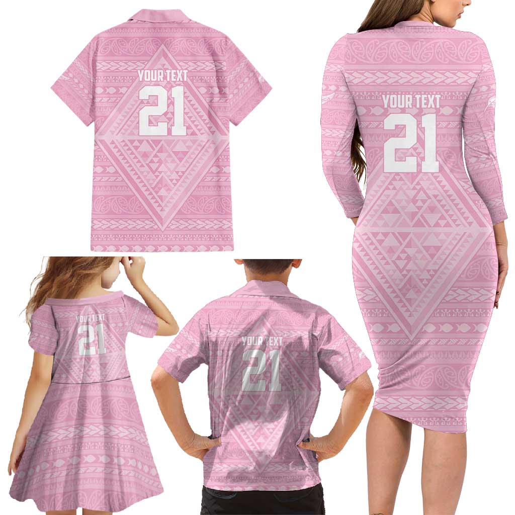 Custom New Zealand Basketball Indigenous Family Matching Long Sleeve Bodycon Dress and Hawaiian Shirt - Polynesian Pride