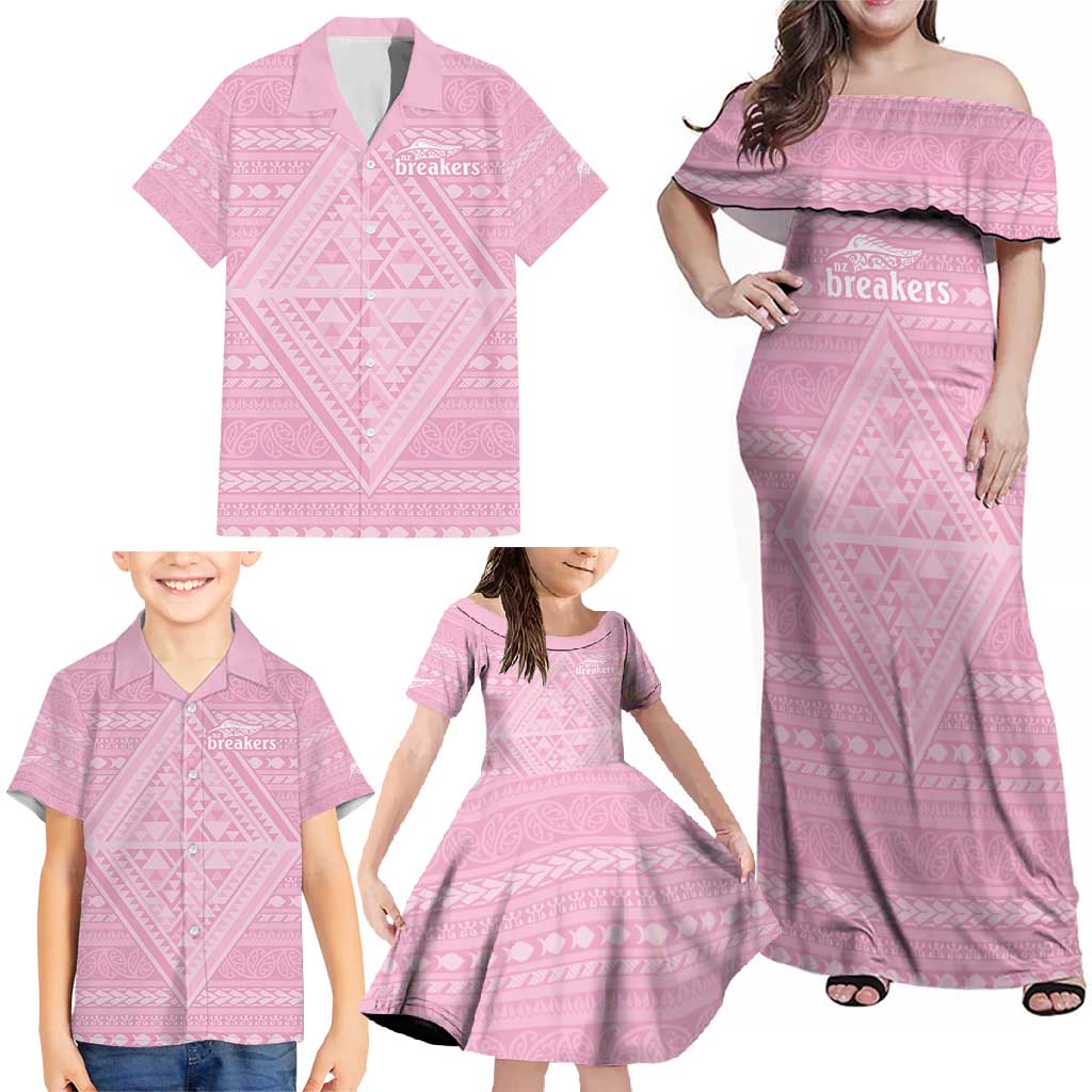 Custom New Zealand Basketball Indigenous Family Matching Off Shoulder Maxi Dress and Hawaiian Shirt - Polynesian Pride