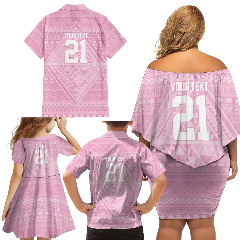 Custom New Zealand Basketball Indigenous Family Matching Off Shoulder Short Dress and Hawaiian Shirt - Polynesian Pride