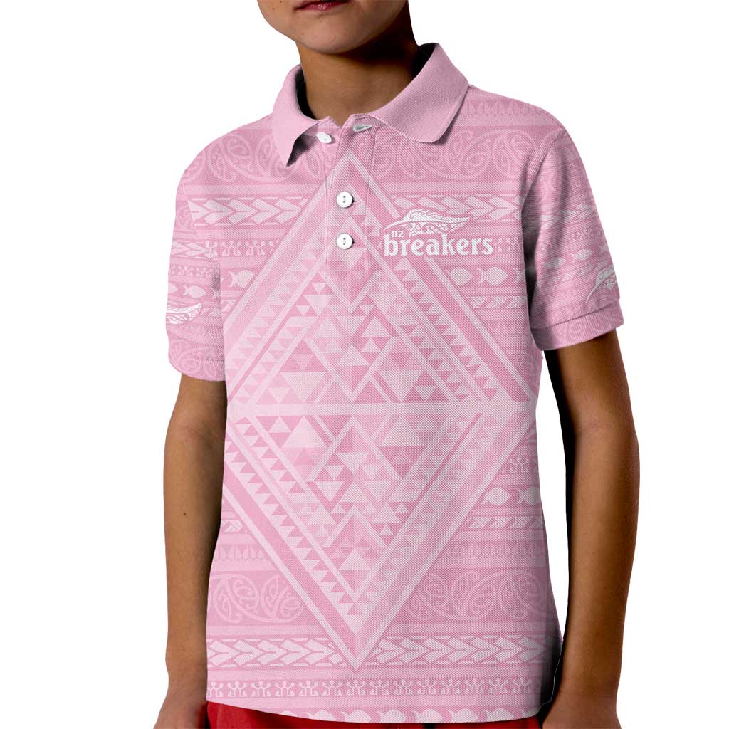 Custom New Zealand Basketball Indigenous Kid Polo Shirt LT9 Kid Pink - Polynesian Pride
