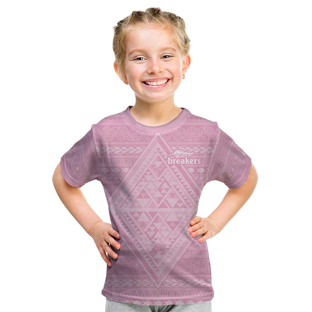 Custom New Zealand Basketball Indigenous Kid T Shirt LT9 Pink - Polynesian Pride
