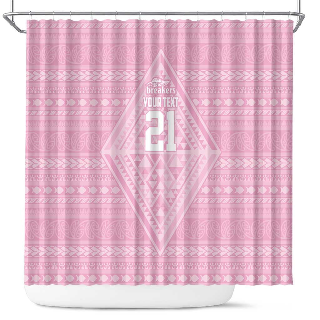 Custom New Zealand Basketball Indigenous Shower Curtain LT9 Pink - Polynesian Pride