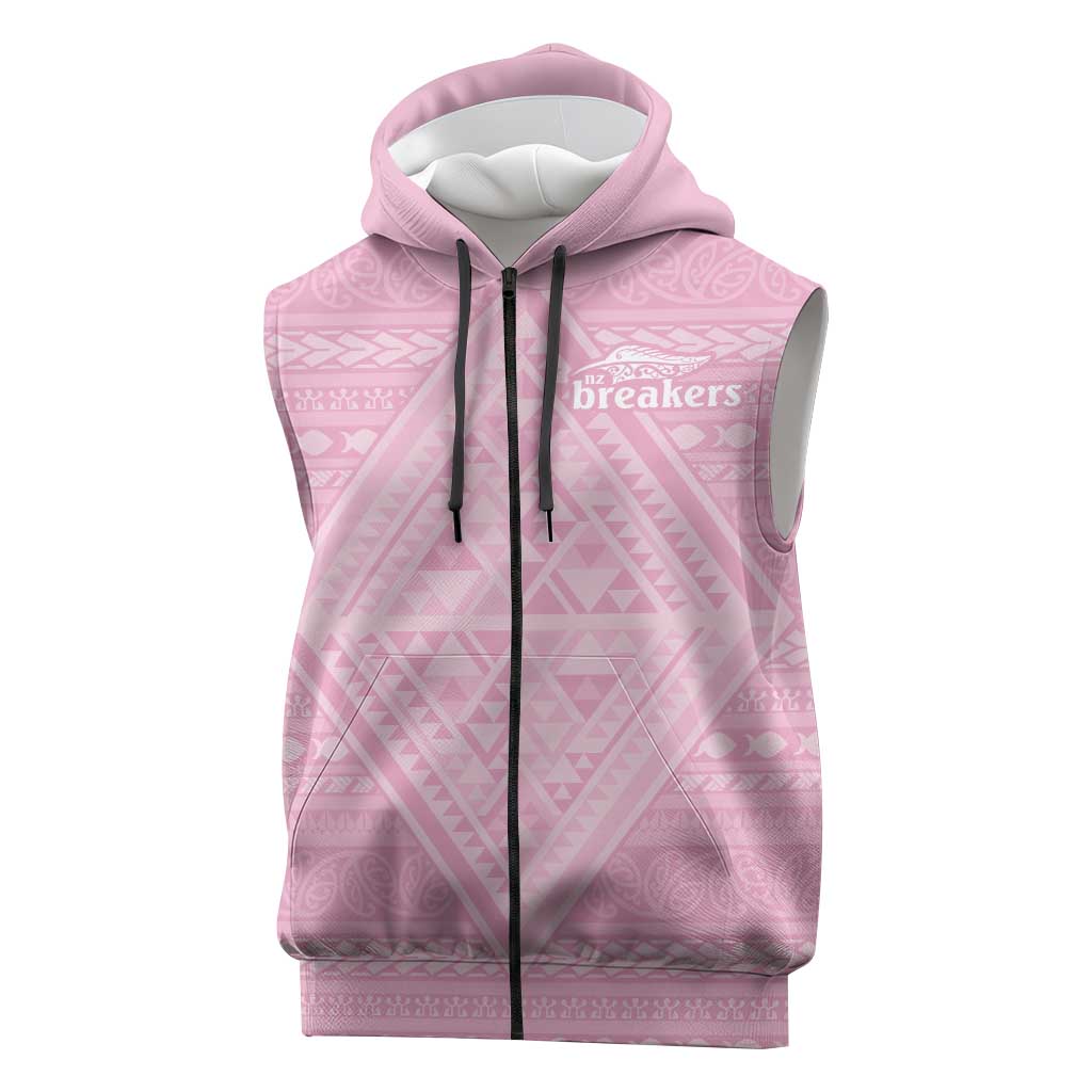 Custom New Zealand Basketball Indigenous Sleeveless Zip Hoodie - Polynesian Pride