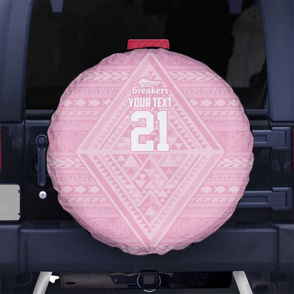 Custom New Zealand Basketball Indigenous Spare Tire Cover LT9 No hole Pink - Polynesian Pride